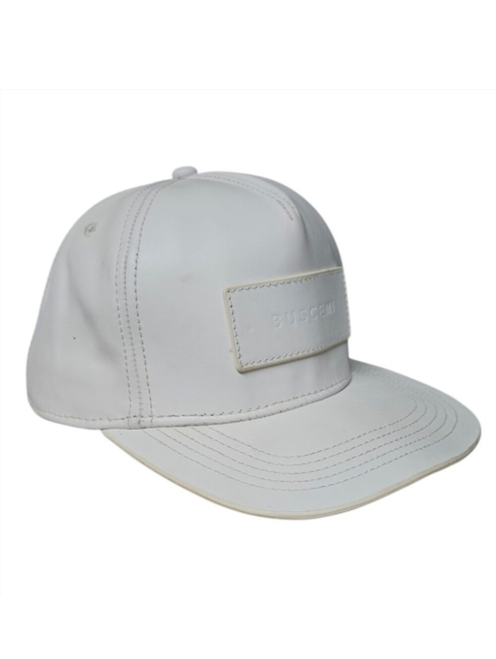BUSCEMI | Snapback White Leather Baseball Cap / Hat